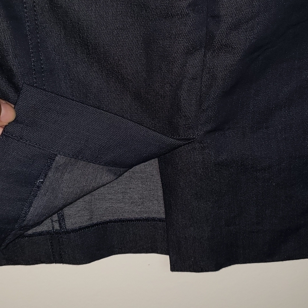 TALBOTS- Dark Stretch Denim Pencil Skirt w Lace Up Front, Size 4 Petite - Picture 5 of 7